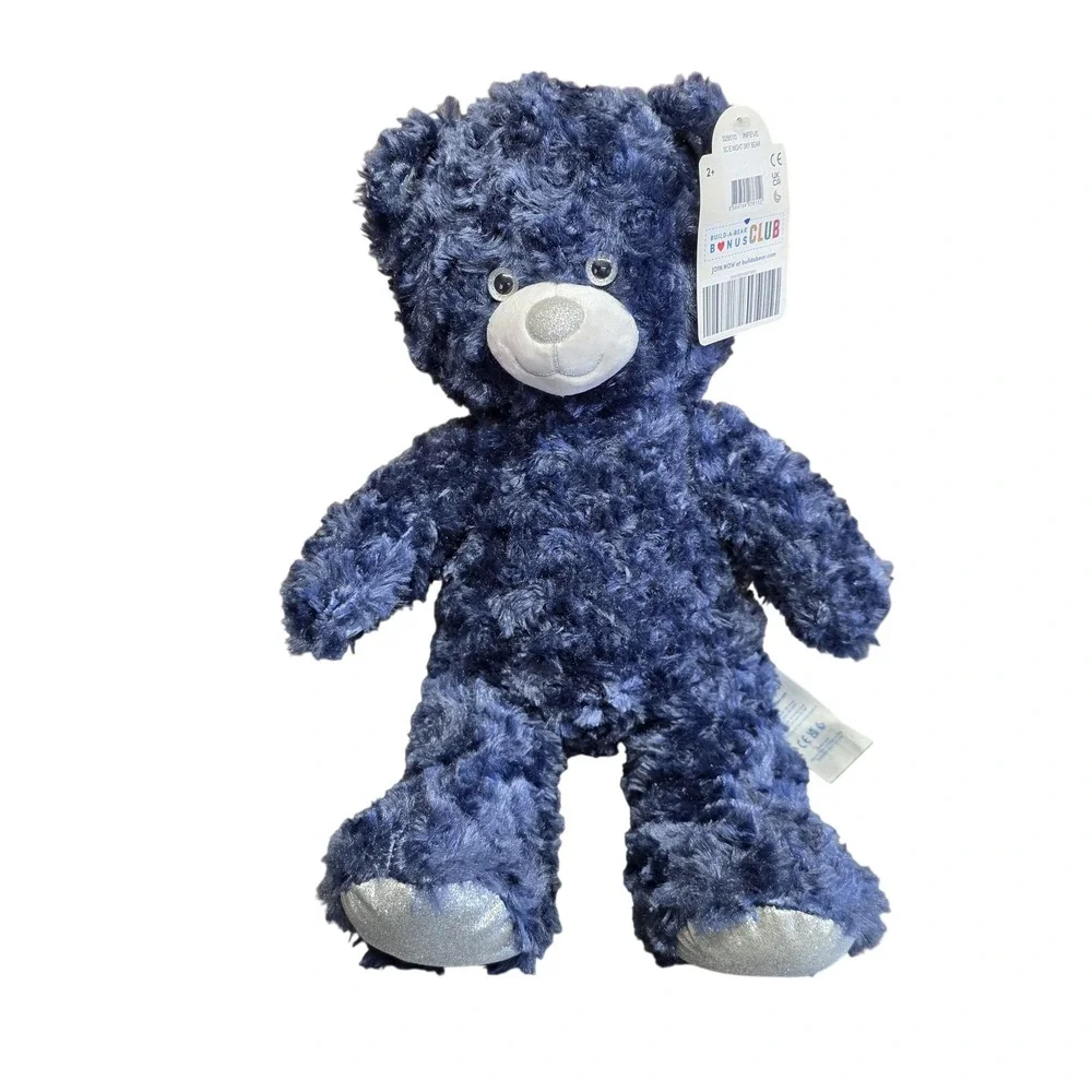Build-A-Bear Workshop Night Sky Bear Plush Stuffed Animal Toy Medium Blue Silver